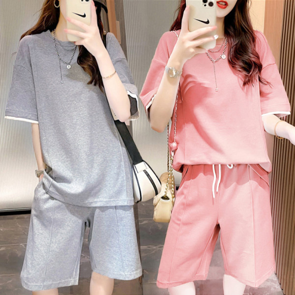 Korean Lifestyle - Übergrößen Damen Sommer Freizeit-Schlafanzug Modisches Kurzarm-Shorts-Set