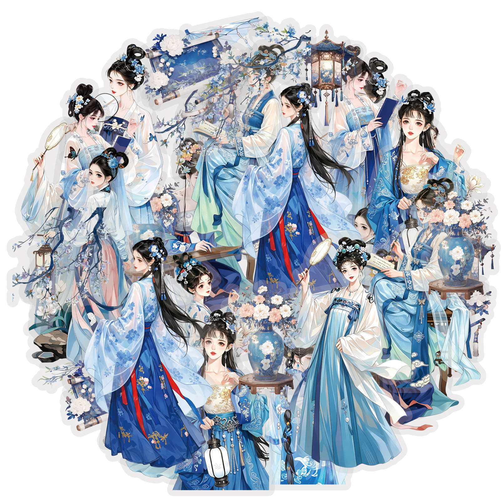 Korean Lifestyle Book - Etori Life 30-teiliges Blaues Kunstvolles Chinesisches