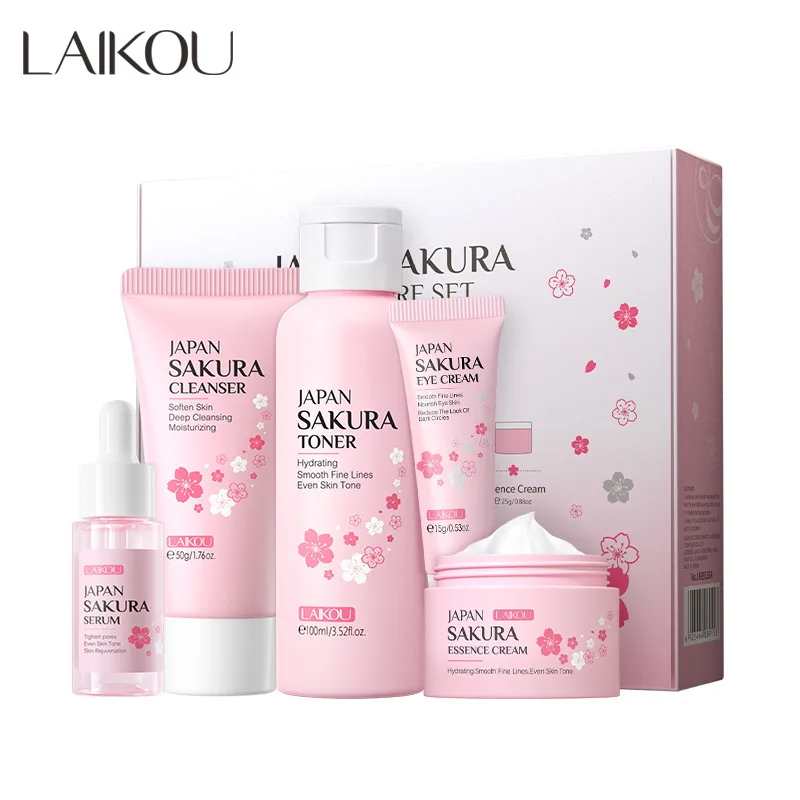 Korean Skincare Routine - LAIKOU Sakura Kit Hautpflegeset Feuchtigkeitsspendend und