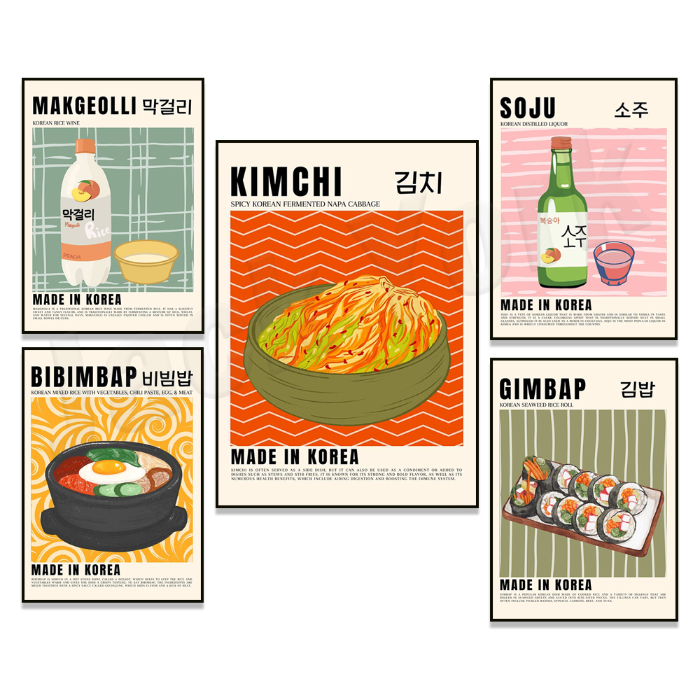 Korean Lifestyle Aesthetic - Koreanisches Essen Vintage Soju Makgeolli Poster,
