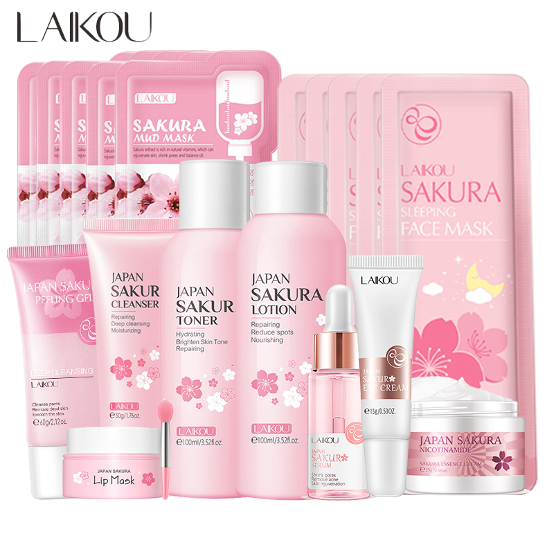 Korean Skincare Routine - Sakura Gesichtsreiniger Koreanisches Gesichtsserum Peeling Peeling