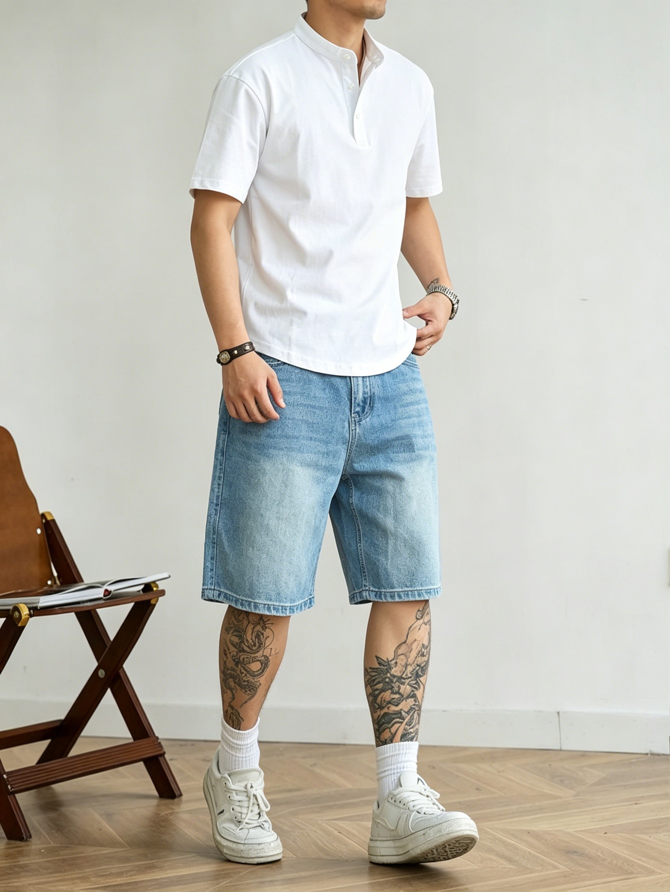 Locker geschnittene blaue, nic – Korean Men Lifestyle Bewertung und Preis